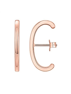 14K Gold Plated 925 Sterling Silver Post Minimalist Suspender Ear Cuff Earrings for Women | Wrap Earlobe Studs