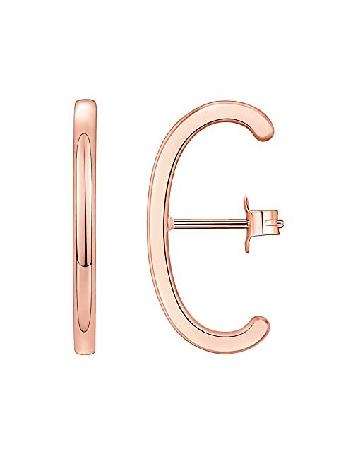 PAVOI 14K Gold Plated 925 Sterling Silver Post Minimalist Suspender Ear Cuff Earrings for Women | Wrap Earlobe Studs