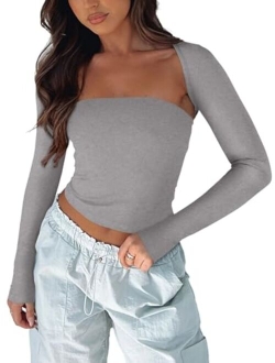 Women's Sexy Backless Long Sleeve Ribbed Knit Cardigan Open Front Bolero Shrug Crop Tops