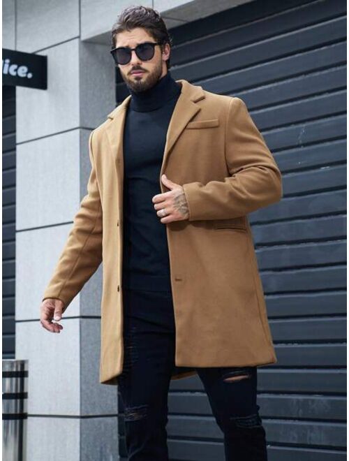 Shein Manfinity Homme Men Lapel Neck Overcoat