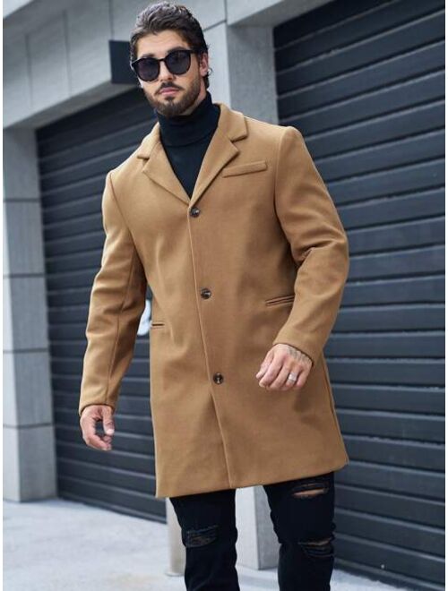 Shein Manfinity Homme Men Lapel Neck Overcoat