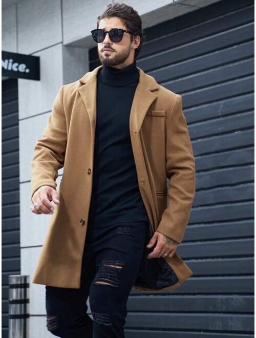 Shein Manfinity Homme Men Lapel Neck Overcoat