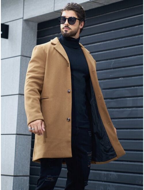 Shein Manfinity Homme Men Lapel Neck Overcoat