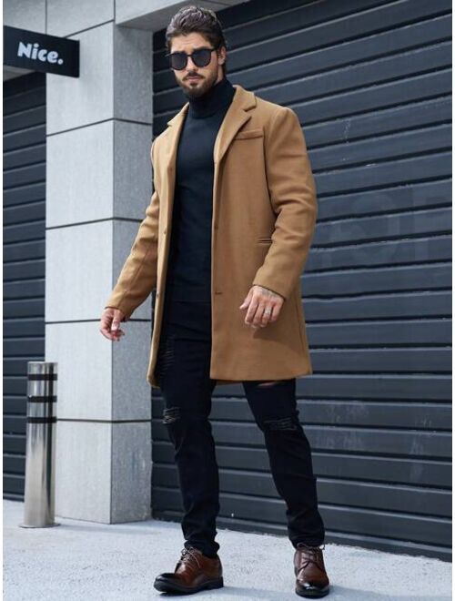 Shein Manfinity Homme Men Lapel Neck Overcoat