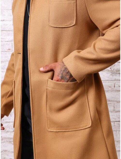 Shein Manfinity Men Dual Pocket Open Front Overcoat