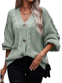 ECOWISH Women's Cardigan Sweaters - Floral Knit Open Front Cardigans Long Sleeve Sweater Outwear Tops for Women