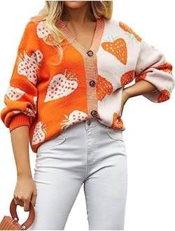 ECOWISH Women's Cardigan Sweaters - Floral Knit Open Front Cardigans Long Sleeve Sweater Outwear Tops for Women