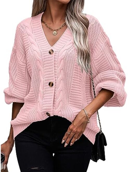 ECOWISH Women's Cardigan Sweaters - Floral Knit Open Front Cardigans Long Sleeve Sweater Outwear Tops for Women