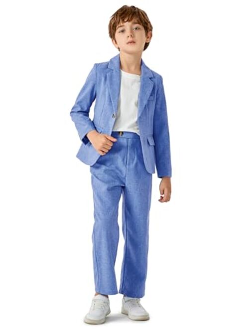 Batermoon Boys' 2-Piece Formal Suits Kids Slim Fit Suit Set Blazer and Pants Outfit