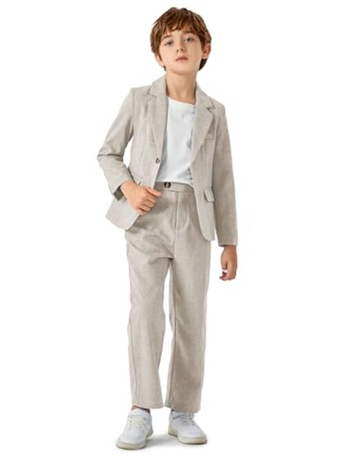 Batermoon Boys' 2-Piece Formal Suits Kids Slim Fit Suit Set Blazer and Pants Outfit