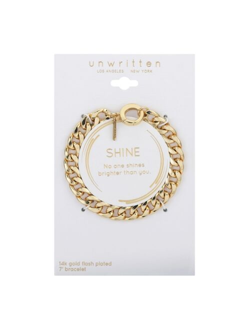 Unwritten Gold Flash Plated Chain Bracelet, 7" Length