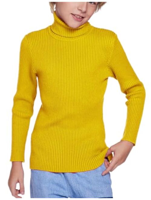 Arshiner Boy's Ribbed Turtleneck Cable Knitted Sweater Slim Fit Pullover Sweater for Kids 4-13 Years