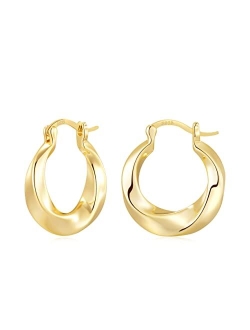 KesaPlan Thick Gold Hoop Earrings for Women,18K Gold Plated Sterling Silver Chunky Hoop Earrings Fashion Geometry Square Earrings Gold Jewelry for Gifts