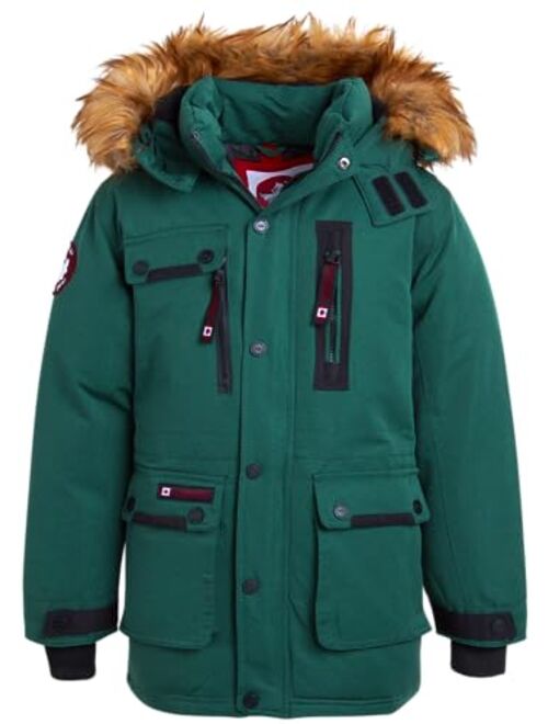 CANADA WEATHER GEAR Boys Winter Coat - Heavyweight Ski Jacket, Fur Trim Hood - Outerwear Parka (8-20)