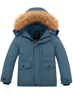 Wantdo Boy's Winter Ski Jacket Waterproof Parka Winter Coat Outwear with Hood