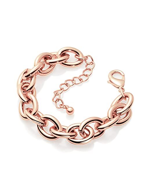 Gold Bracelets for Women - Lane Woods 14k Gold Plated Chunky Thick Large Link Chain Bracelet