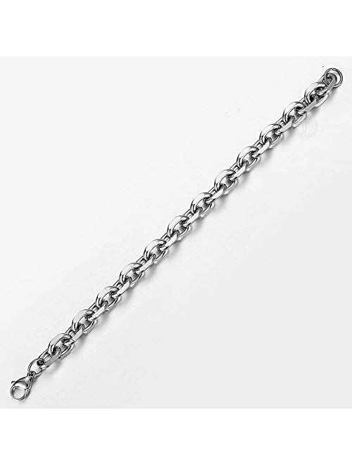 Trendsmax Unisex Oval Rolo Cable Chain Link Stainless Steel Bracelet Silver Tone 7-11 Inch