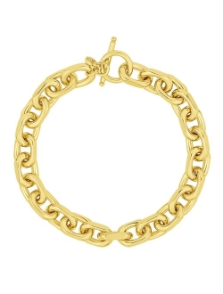 Silver-Plated or 18K Gold-Plated Oval Chain Toggle Bracelet