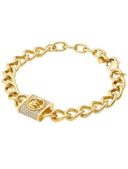 Cubic Zirconia Pave Lock Chain Bracelet