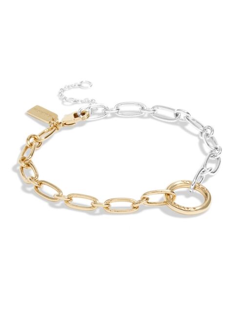 COACH Two-Tone Signature Logo Charm Starter Bracelet