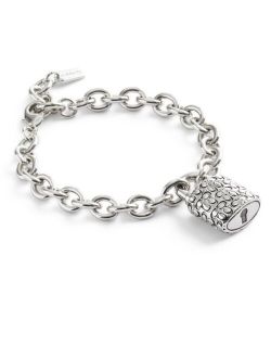 Faux Stone Signature Quilted Padlock Charm Bracelet