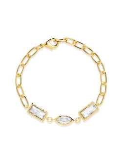 Sterling Forever Tate CZ Chain Bracelet