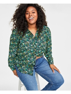 ON 34TH Plus Size Button-Front Crepe Shirt, Created for Macy's