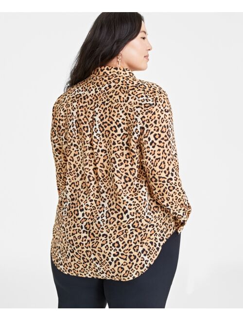 ON 34TH Plus Size Button-Front Crepe Shirt, Created for Macy's