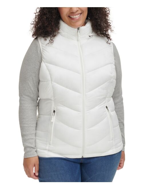 CHARTER CLUB Women's Plus Size Packable Hooded Puffer Vest, Created for Macy's