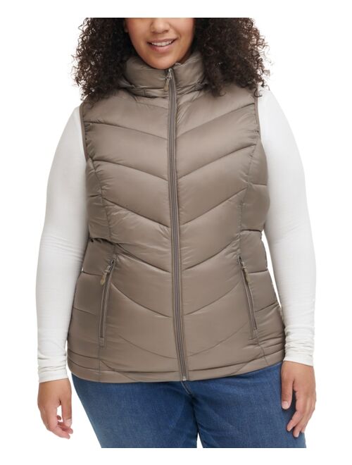 CHARTER CLUB Women's Plus Size Packable Hooded Puffer Vest, Created for Macy's