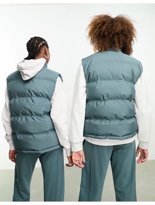 Weekday Unisex Kip puffer vest in slate blue exclusive to ASOS