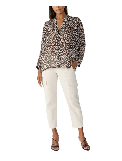 SANCTUARY Women's Flow With Me Animal-Print Button-Down Blouse