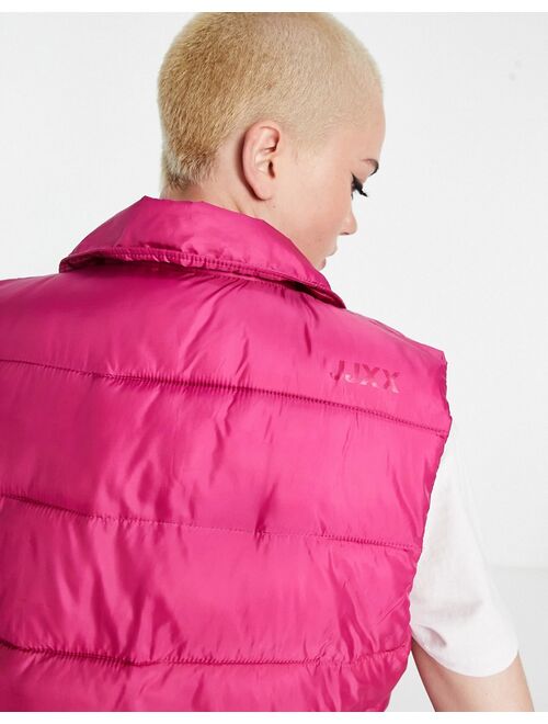 JJXX cropped padded vest in bright pink