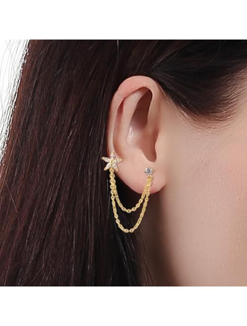 ToHeart Chain Earrings for Women Gold Chain Earrings Handpicked 14k gold stud earrings Jewelry Gifts