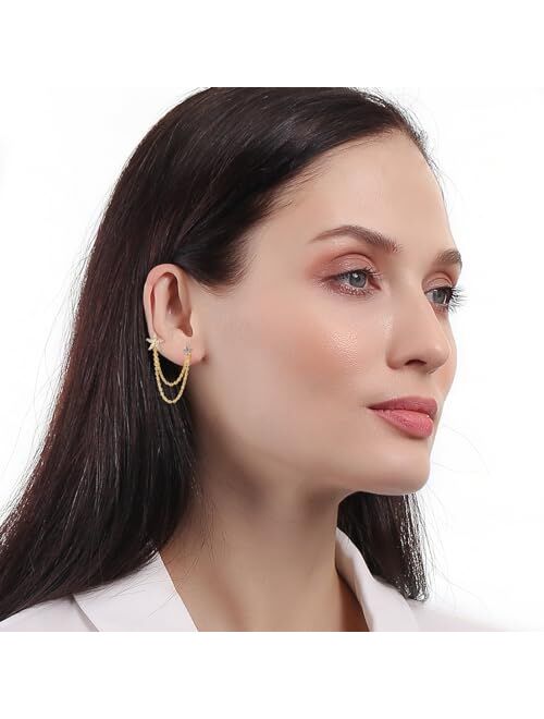 ToHeart Chain Earrings for Women Gold Chain Earrings Handpicked 14k gold stud earrings Jewelry Gifts