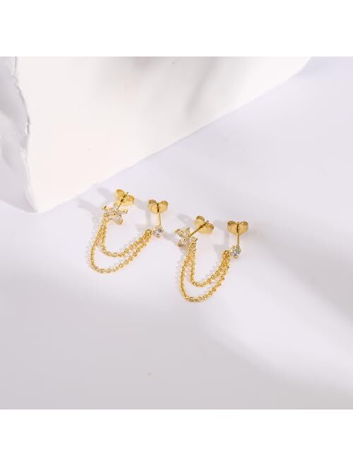 ToHeart Chain Earrings for Women Gold Chain Earrings Handpicked 14k gold stud earrings Jewelry Gifts