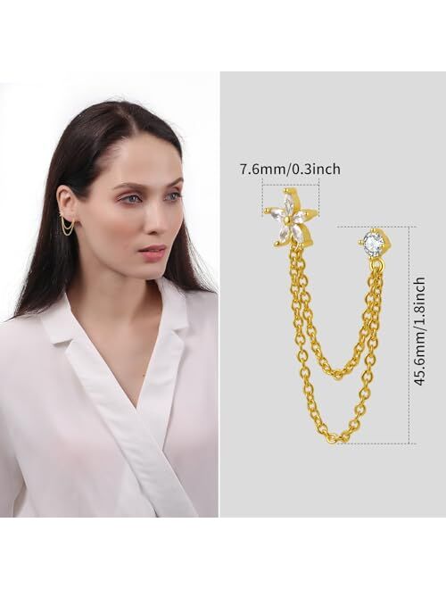 ToHeart Chain Earrings for Women Gold Chain Earrings Handpicked 14k gold stud earrings Jewelry Gifts