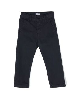 slim-cut cotton trousers