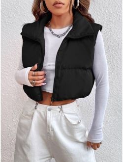 SHEIN EZwear Zipper Front Vest Puffer Coat