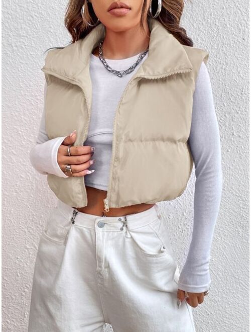 SHEIN EZwear Zipper Front Vest Puffer Coat