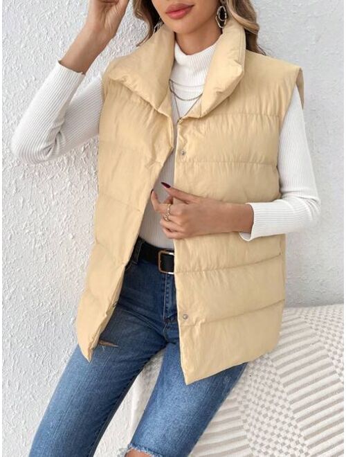 SHEIN Frenchy Snap Button Puffer Vest Coat