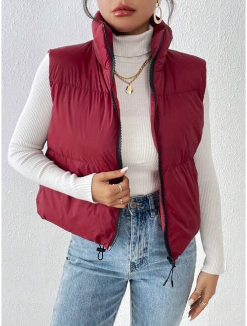 SHEIN EZwear Zipper Vest Puffer Coat