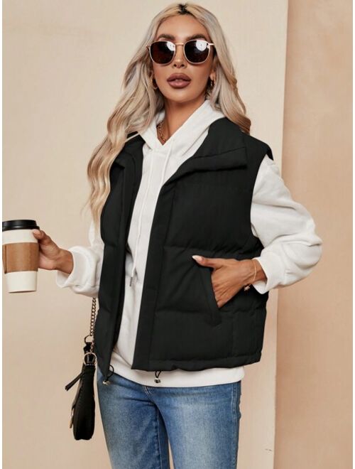 SHEIN LUNE Zip Up Puffer Vest Coat