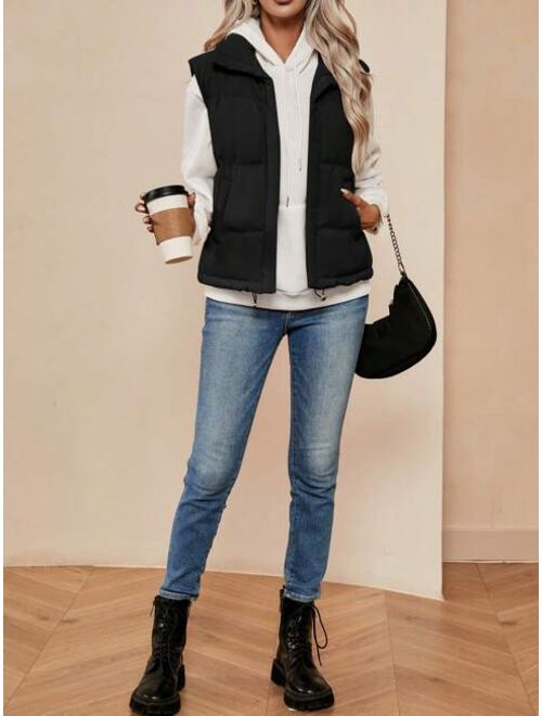 SHEIN LUNE Zip Up Puffer Vest Coat