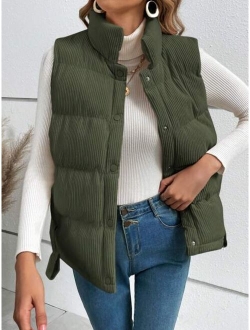 SHEIN Frenchy Snap Button Front Vest Puffer Coat