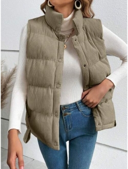 SHEIN Frenchy Snap Button Front Vest Puffer Coat