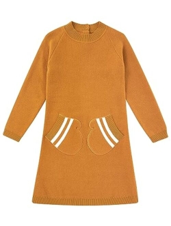 Kids4ever Girls Sweater Dress with Pockets Girl Fall Long Sleeve Causal Knit Dresses for 5-8 Years Kids