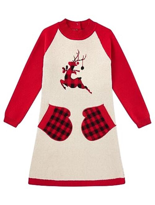 Kids4ever Girls Sweater Dress with Pockets Girl Fall Long Sleeve Causal Knit Dresses for 5-8 Years Kids