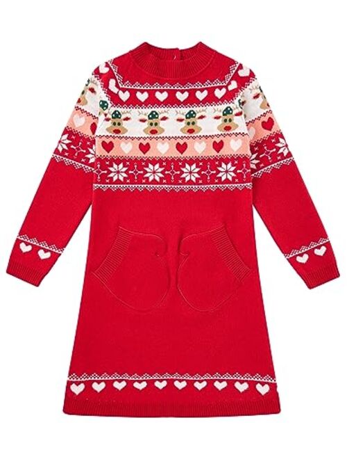 Kids4ever Girls Sweater Dress with Pockets Girl Fall Long Sleeve Causal Knit Dresses for 5-8 Years Kids