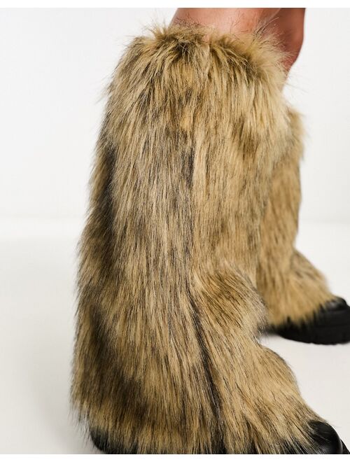 My Accessories London faux fur leg warmers in cream